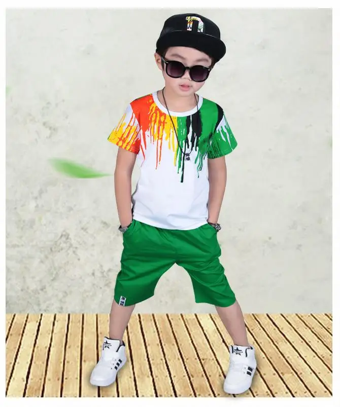New Boys Clothing Sets Cotton Print Suit Sport Short sleeved + Shorts Suits Kids tracksuits for Children Aged 3-11 |