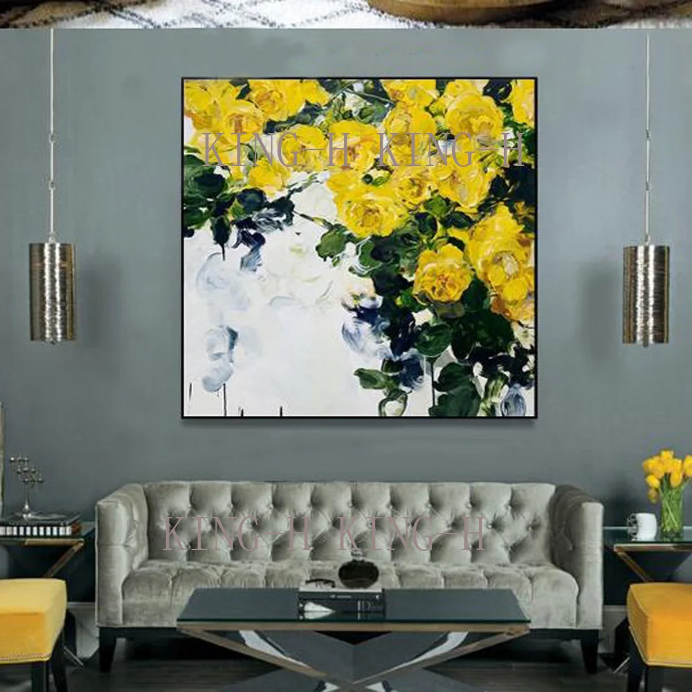 Ручная роспись маслом полевые посадки цветов желтый Содержание абстрактный