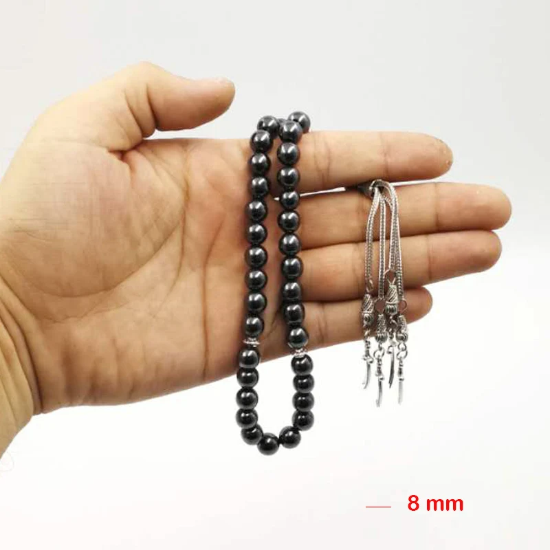 Мужской Tasbih натуральный гематит металлическая кисточка дешевая цена и хорошее качество молитвенные бусины 33 66 99 бусины ислам камень четки