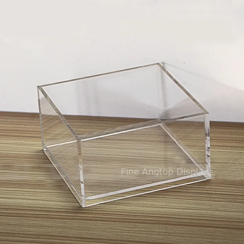 Acrylic Cube Display Stand Square 5 Sided Box 130x130x70mm Jewelry Shop Holder