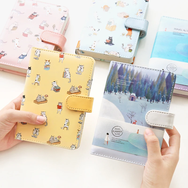 Дневник из ПУ кожи креативный блокнот с котами мультфильма Kawaii модный дорожный