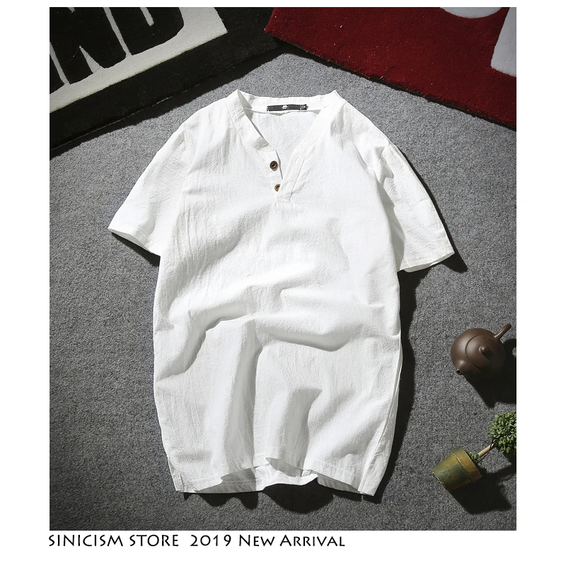 Sinicism Store 5XL мужская хлопковая льняная Футболка 2020 Летняя Повседневная футболка