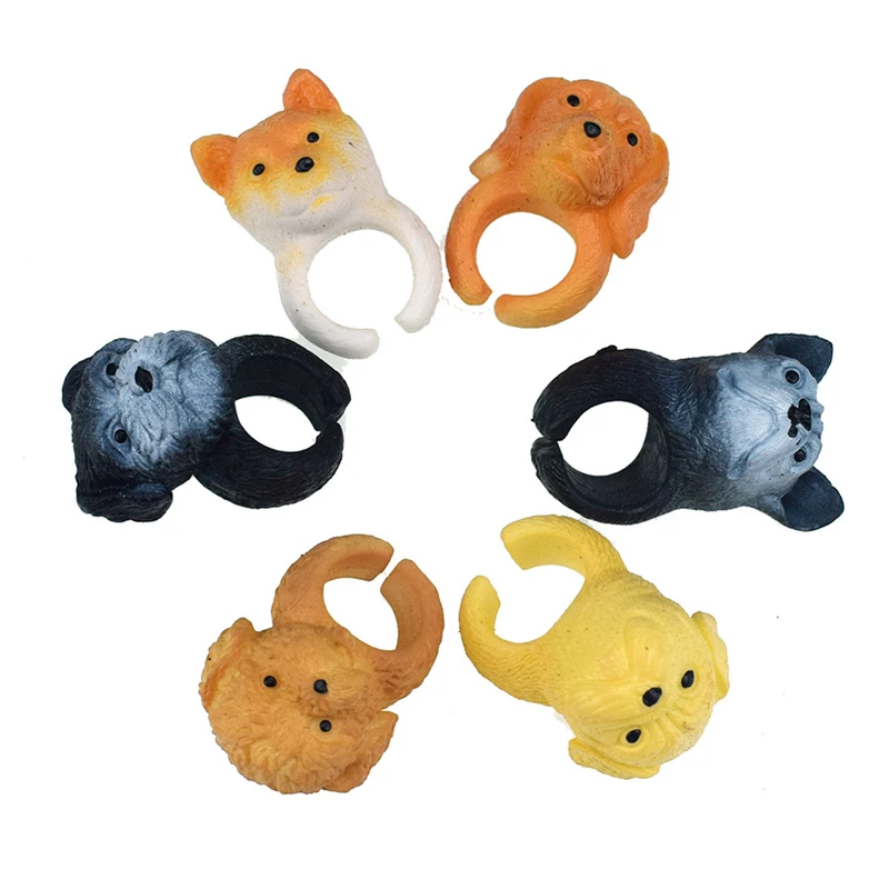 Мини милые 3D кольца в виде животных собаки на палец милой игрушки для детей