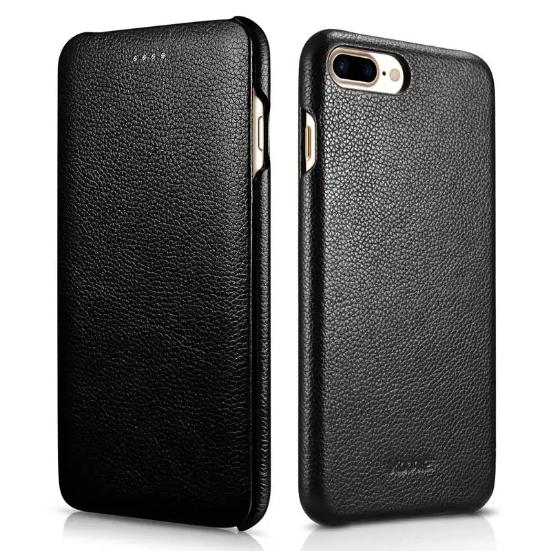 Чехол книжка из натуральной воловьей кожи с текстурой личи для iPhone7 8 деловой