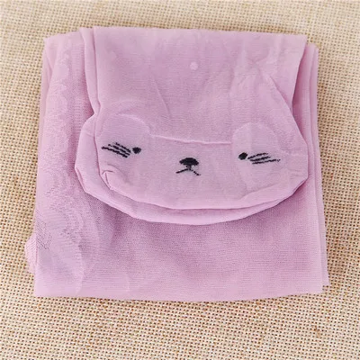 Light pink Модные летние детские колготки ярких цветов с рисунком кота, тонкие детские колготки для балета, танцевальные колготки для девочек - Цвет: Light pink