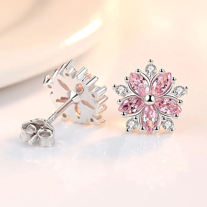 KASIYU S925 silver sakura love ear studs female temperament Korean personality red earrings simple mini | Украшения и аксессуары
