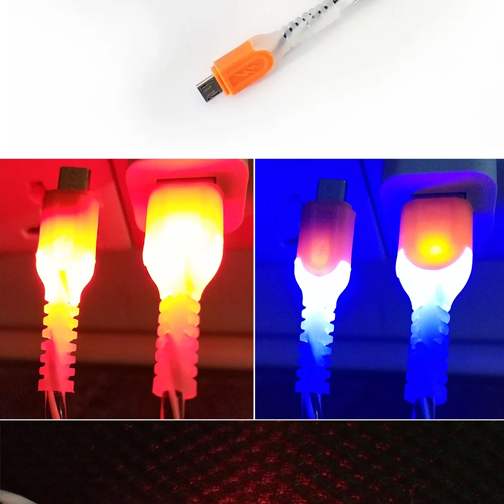 1 м Быстрая зарядка usb-кабель светящийся кабель для передачи данных MicoType C зарядное устройство Шнур для iPhone X XS MAX XR 8 7 6s Plus 5 кабели для мобильных телефонов
