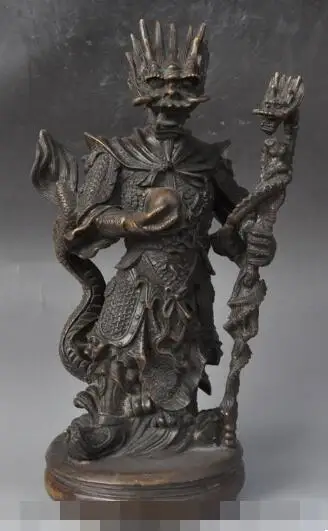 S01549 8&quotChina Folk myth Bronze Stand Dragon King Lord Rain God Long Wang Buddha Statue | Дом и сад