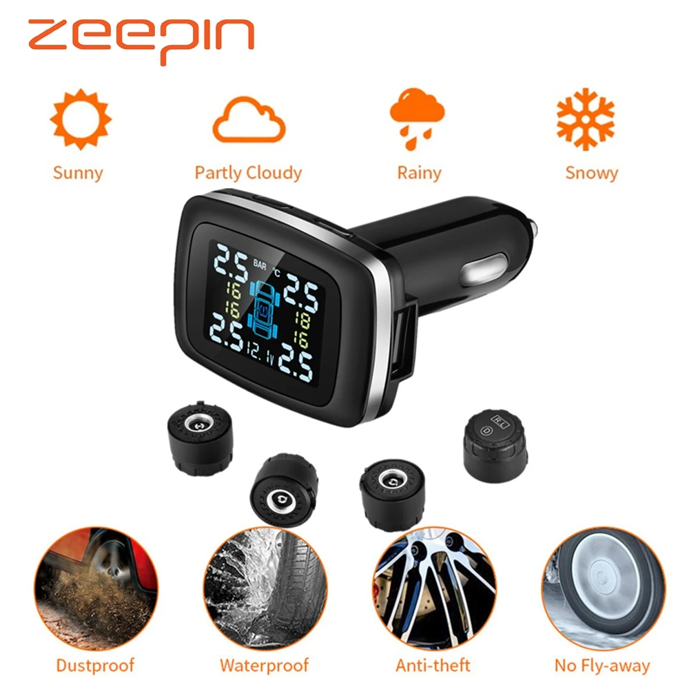 C100 разъем прикуривателя TPMS автомобильная система контроля давления в шинах ЖК