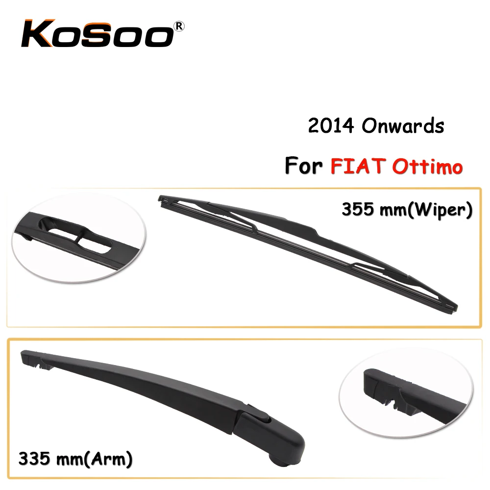KOSOO Auto Rear Car Wiper Blade For FIAT Ottimo,355mm 2014 Onwards Rear Window Windshield Wiper Blades Arm,Car Accessories front and rear wiper blades for opel astra g hatchback 1998 2004 windshield wiper auto car styling 20 19 16
