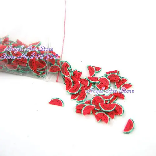 3000 шт./лот фруктовый дизайн полимерная глина 3d наклейка для ногтей арбуз киви
