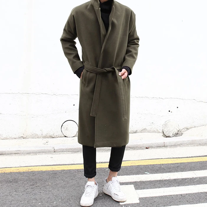 2017 Новый зимний мужской модный свободный шерстяной Тренч верхняя одежда