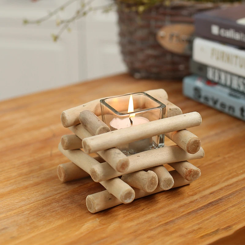 1 шт. натурального дерева ручной работы площади подсвечник Домашний Декор tealight