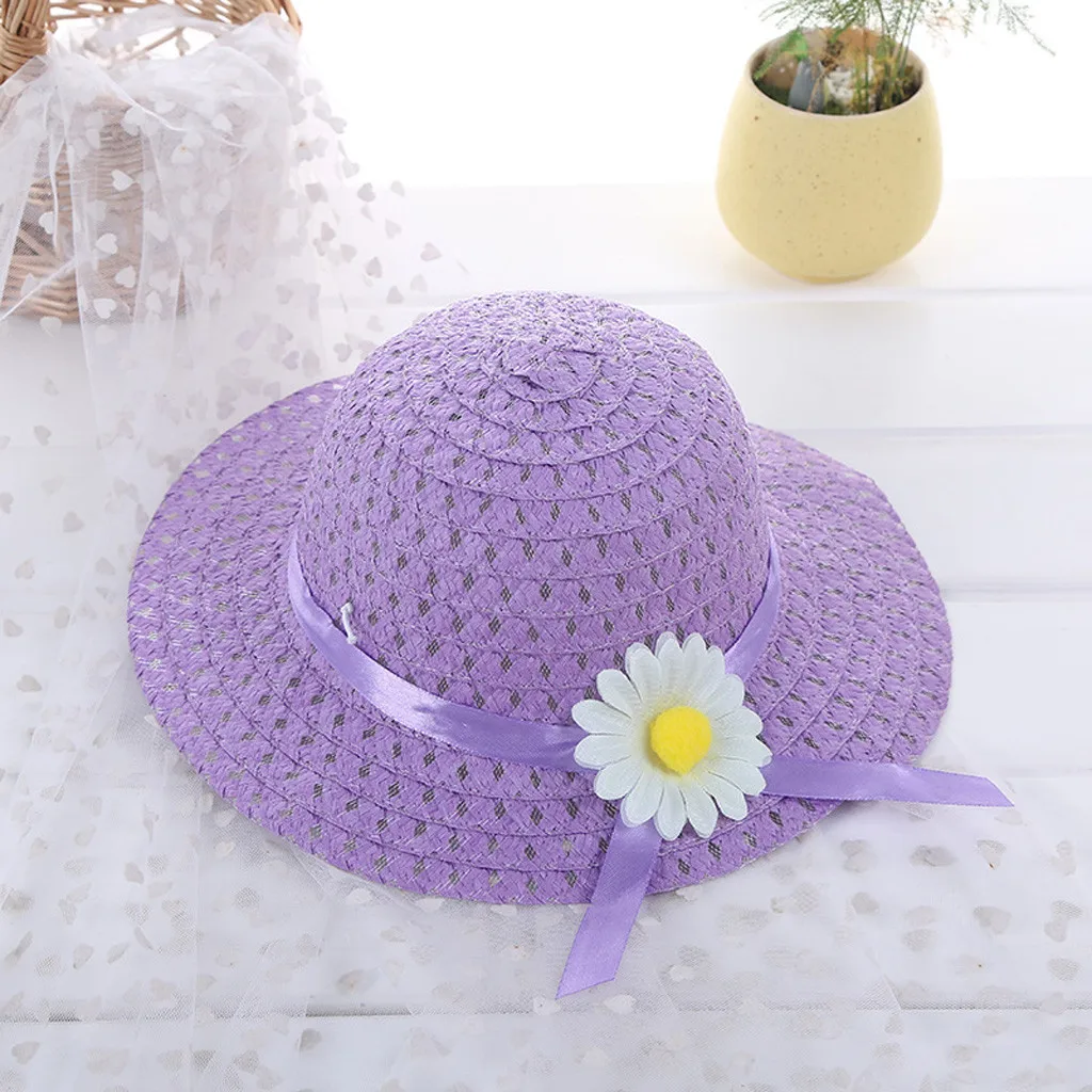 Summer Baby Kids Girl Floral Flower Straw Sun Hat Beach Hats For 1-6 Years Fashion | Детская одежда и обувь