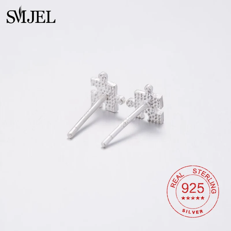SMJEL Мультяшные игрушки пазлы серьги гвоздики для женщин матовые геометрические