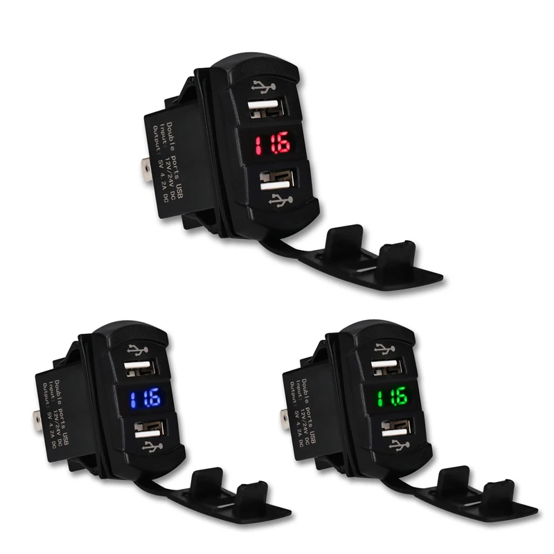 Автомобильное зарядное устройство с 2 USB порсветодиодный 12 В 24 4 А|usb port socket|usb charger