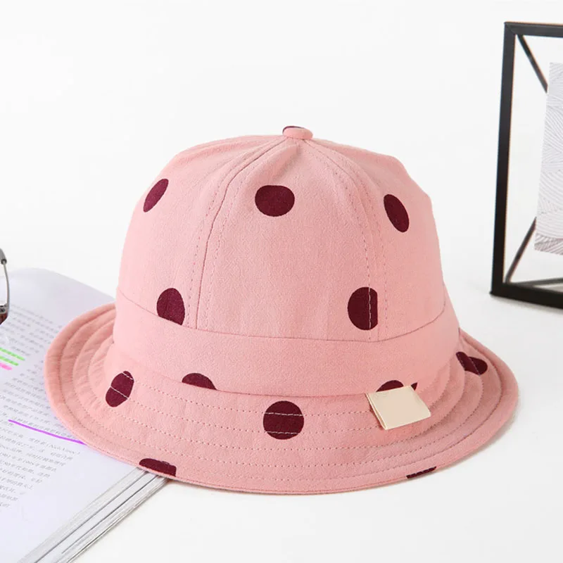 style2 pink Милый узор в горошек; Детская Шапочка Капот Кепки детское Летнее нарядное праздничное вечернее Солнцезащитная Шляпка женская младенческой Дети девушки пляж Панама Кепки s Casquette Enfant - Цвет: style2 pink