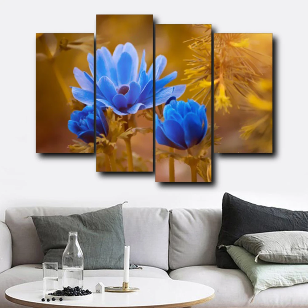 Laeacco Blue Anemone цветочный принт на холсте картина для украшения дома настенная