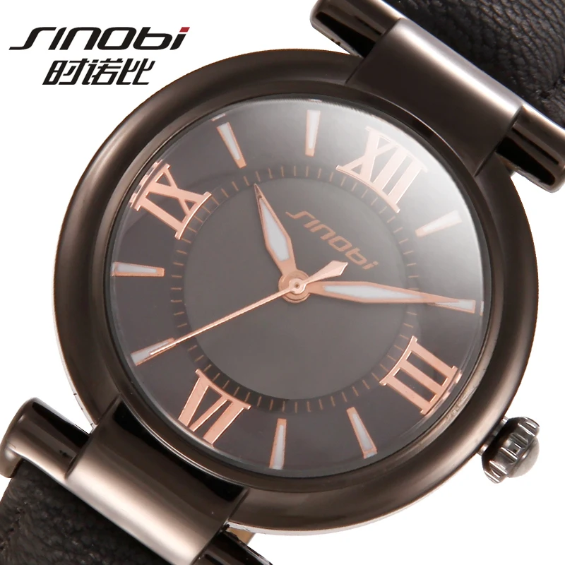 Женские кварцевые наручные часы SINOBI повседневные известного бренда из кожи