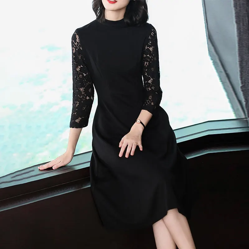 Autumn Dresses Office Lady dresses women clothes 2018 NEW fashion Ruffles dress lace sleeves casual | Женская одежда