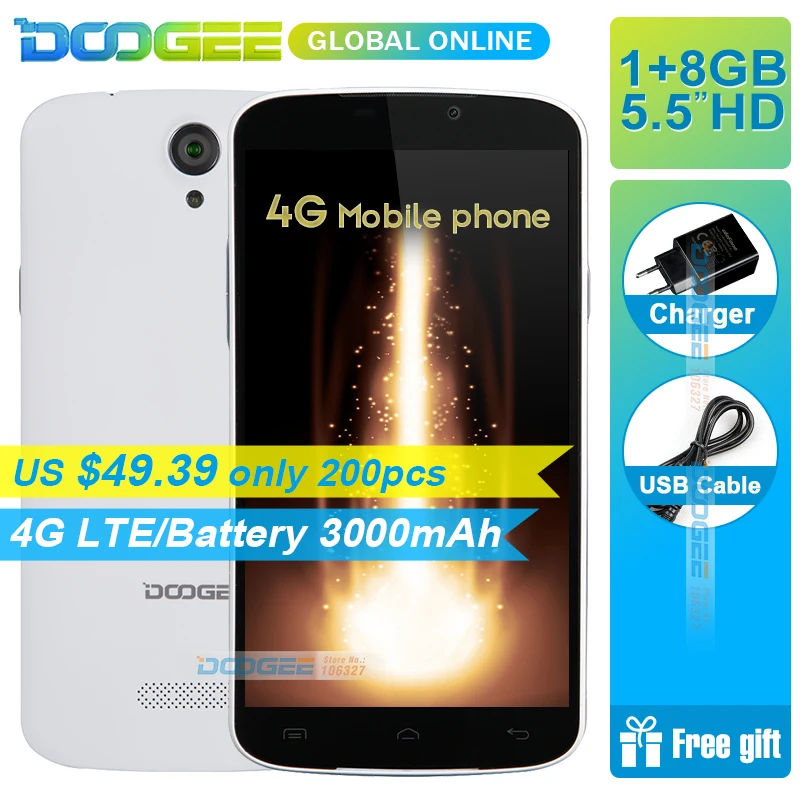 На складе DOOGEE X6S мобильные телефоны 4G LTE 5 дюйма HD 1 ГБ Оперативная память + 8