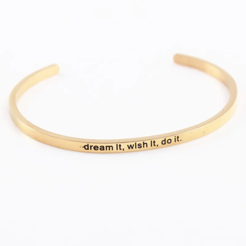 Personalized Custom Engrave Quotes Bangle Bar Cuff Bracelet Gold Color Bracelets For Women Bangles | Украшения и аксессуары
