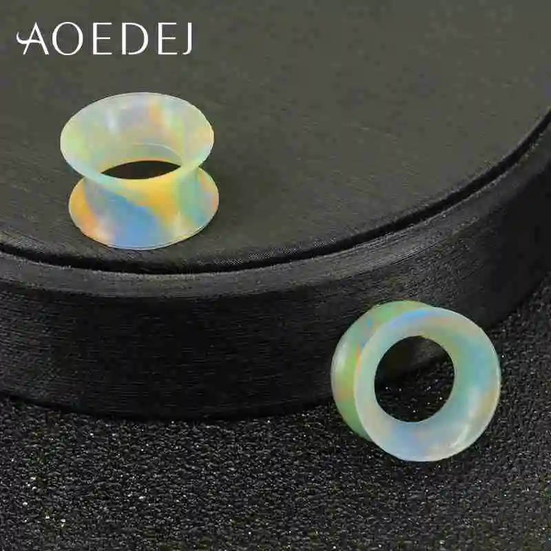 AOEDEJ 2 шт./лот силиконовые ушные растяжки пробки и тоннели 3-25 мм силиконовые двойные пробки пирсинг Dilataciones ореха пирсинг