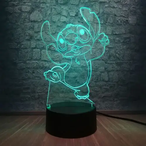 Style 3 3D светодиодный светильник с мультипликационным принтом Kawaii Stitch 3D светодиодный светильник RGB светильник ing 7 цветов для спальни настольный ночник Рождественский Декор Детский подарок - Испускаемый цвет: Style 3