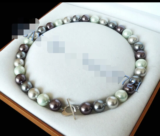 Бесплатная доставка 12 мм разноцветное жемчужное ожерелье с морской ракушкой 18 дюймов AAA стиль Изящный благородный настоящий натуральный S