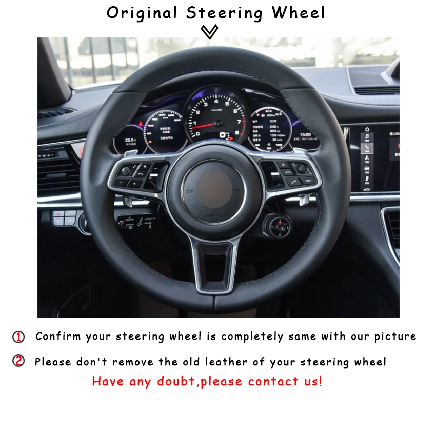 Черная кожа красная искусственная для Porsche Macan Cayenne 2015 2016|car steering wheel cover|steering coverwheel