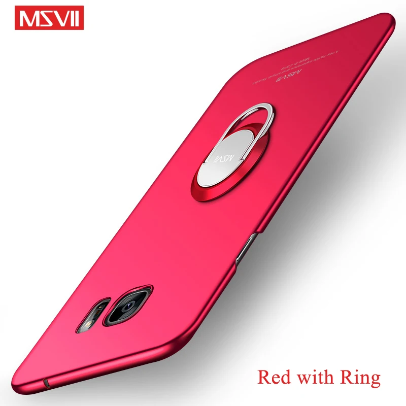 Red with Ring Для samsung Galaxy S6 Чехол MSVII палец кольцо тонкий чехол для samsung S6 S 6 Edge жесткая задняя крышка из ПК чехол для Galaxy S6 Edge - Цвет: Red with Ring