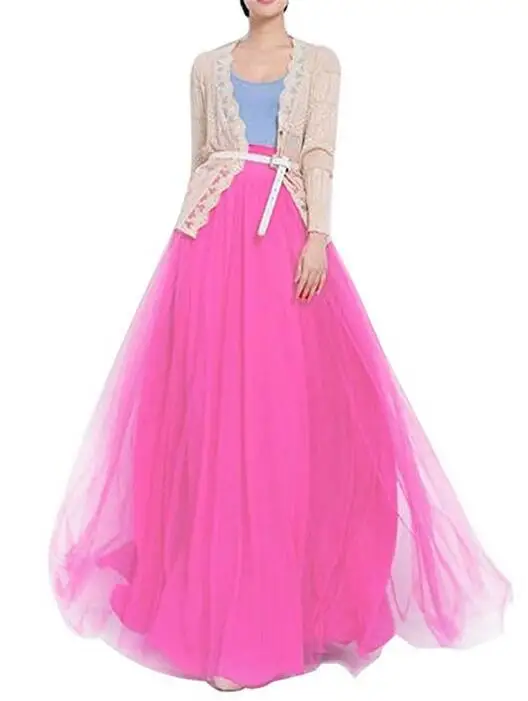 Hot Pink Женское бальное платье, Формальное, ТРАПЕЦИЕВИДНОЕ, пышное, с большим бантом, полная длина, вечерние, для подружки невесты, для свадьбы, юбка-пачка из тюля, юбка с высокой талией - Цвет: Hot Pink
