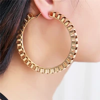 2018 new fashion big circle punk hoop earrings 7 5cm diameter goldsliver plated for women party wholesale two color top quality