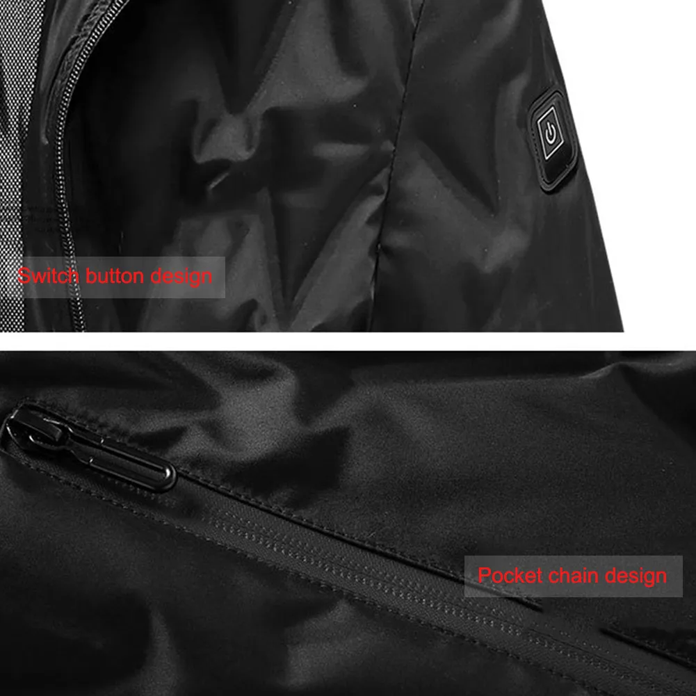 USB Charging Heating Jacket Coat for Men Winter Thermal Clothing Heating Warm Thermostatic Long Sleeve High Collar Outfit M-4XL