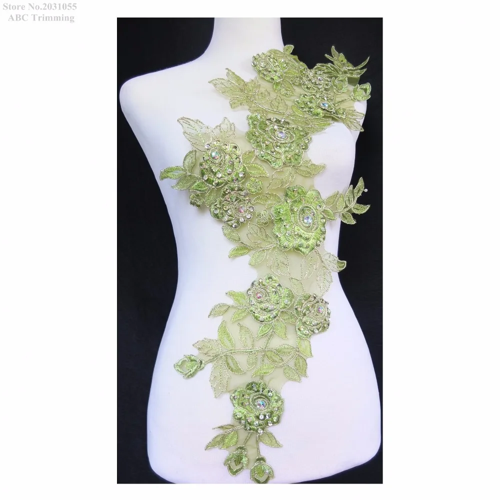 Кружевные нашивки ручной работы расшитые блестками с цветами