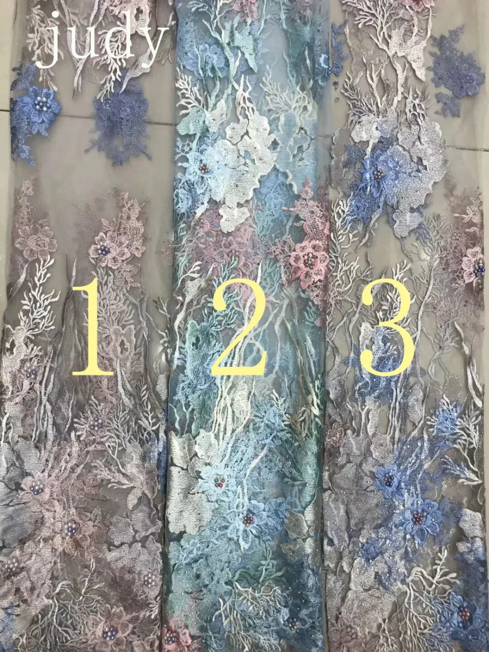 

african fabric CSH01# Multicolor embroidery net cloth wedding dress cloth plus beads for bridal wedding dress/sawing
