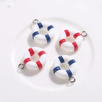 20pcs 14mm ocean serieslife buoy charms flat back resin charms necklace pendant keychain charms for diy decoration
