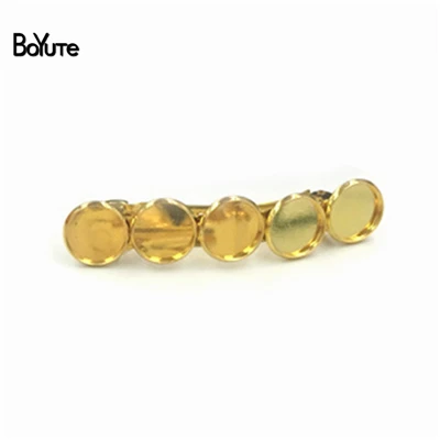 Gold Plated BoYuTe 10 шт. 12 мм кабошон основа зажим для волос Пустой Лоток 7 цветов покрытием DIY аксессуары для волос - Цвет: Gold Plated