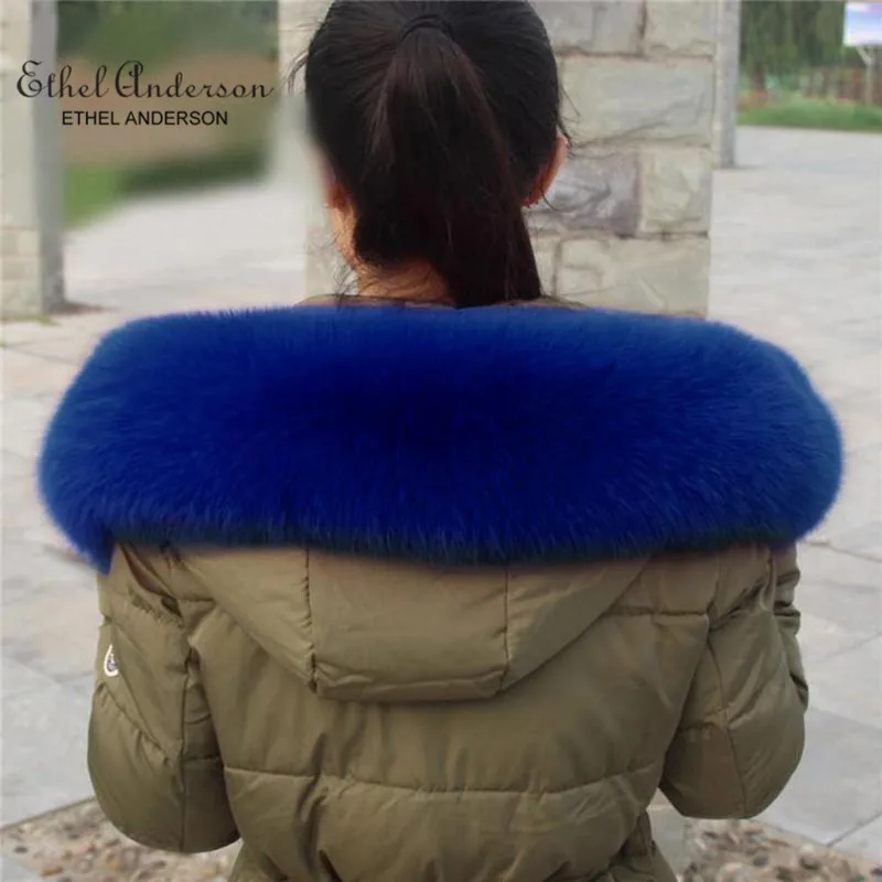 8 Royal Blue ETHEL ANDERSON, женский теплый шарф,, настоящий, на ферме, из лисьего меха, воротник, накидка, цветной шарф, шаль, на шею, благородный, лучший вариант - Цвет: 8 Royal Blue