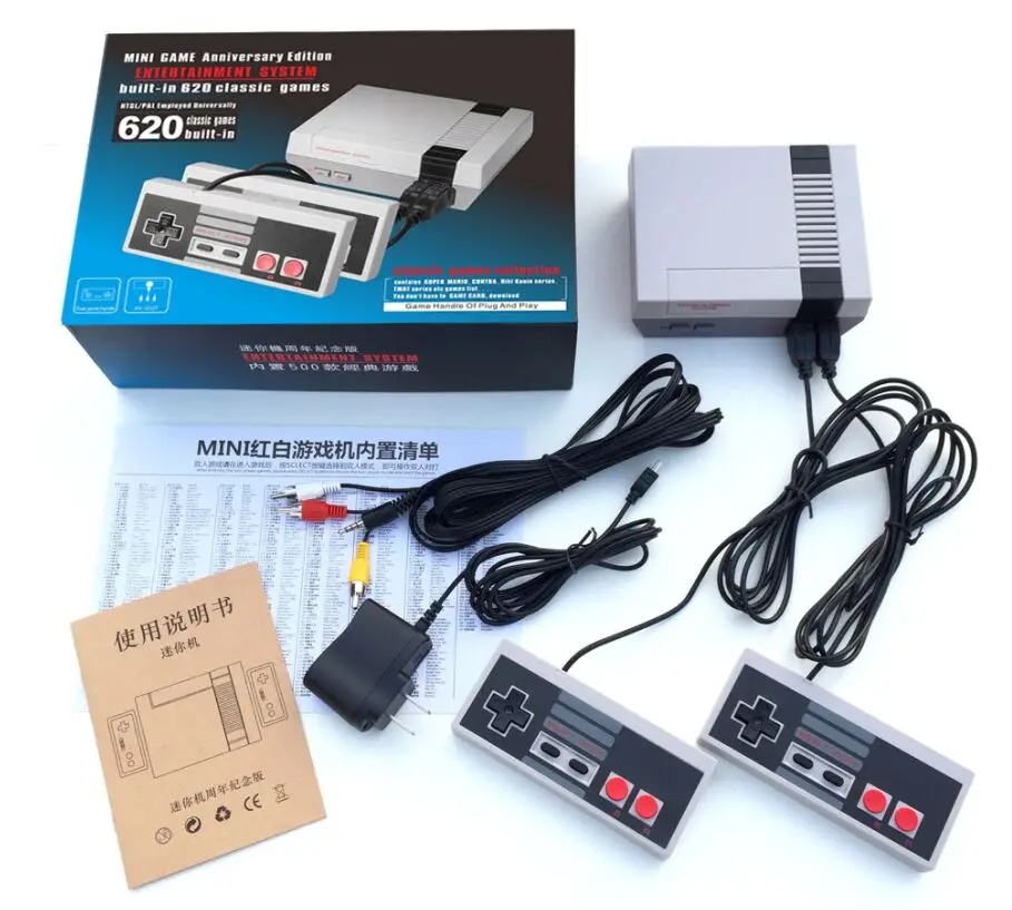 Мини Ретро Классическая видеоигра консоль встроенный 620 игр 8 бит PAL и NTSC семья ТВ