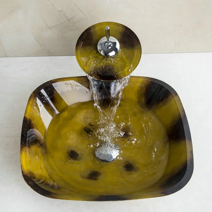 Anksmart ванная комната из закаленного стекла ручная роспись раковина сосуд