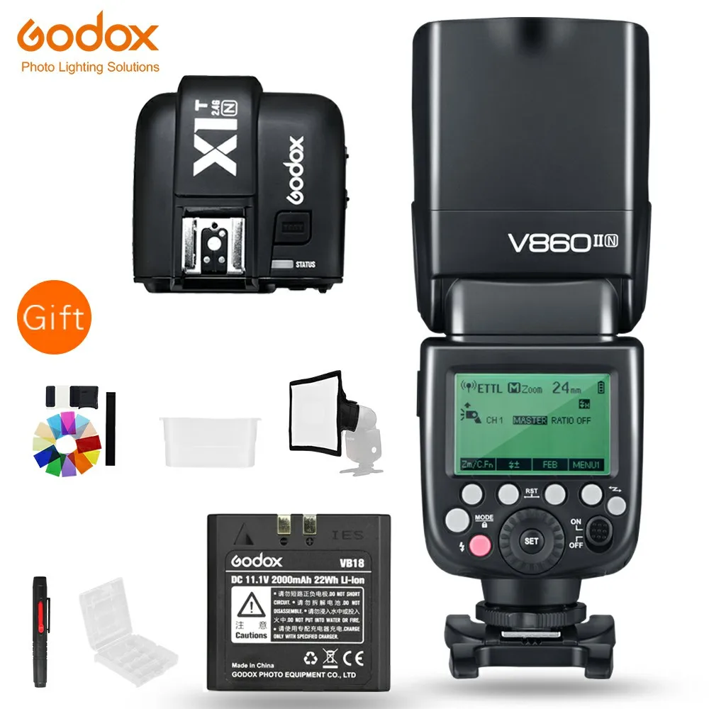 V860II-N for Nikon Godox V860II+ X1 триггер V860II-C V860II-N V860II-S V860II-F V860II-O HSS ttl высокоскоростная вспышка для Canon sony Nikon Olympus Fuji - Цвет: V860II-N for Nikon
