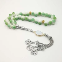 green ceramic tasbih with opal accessories muslim prayer beads islamic fashion bracelets eid gift for ramadan