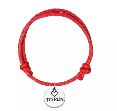 Браслет из вощеного шнура спортивные ювелирные изделия подвеска I love to run