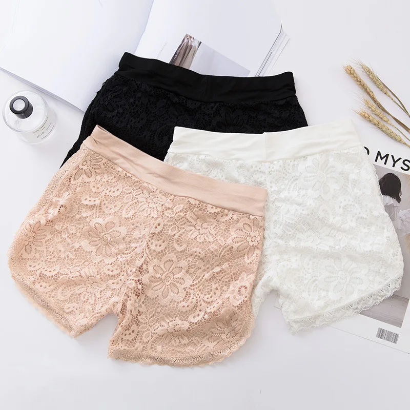 

Женские мягкие хлопковые бесшовные шорты, летние шорты под юбку, Модальные двухслойные кружевные Дышащие Короткие колготки, один размер