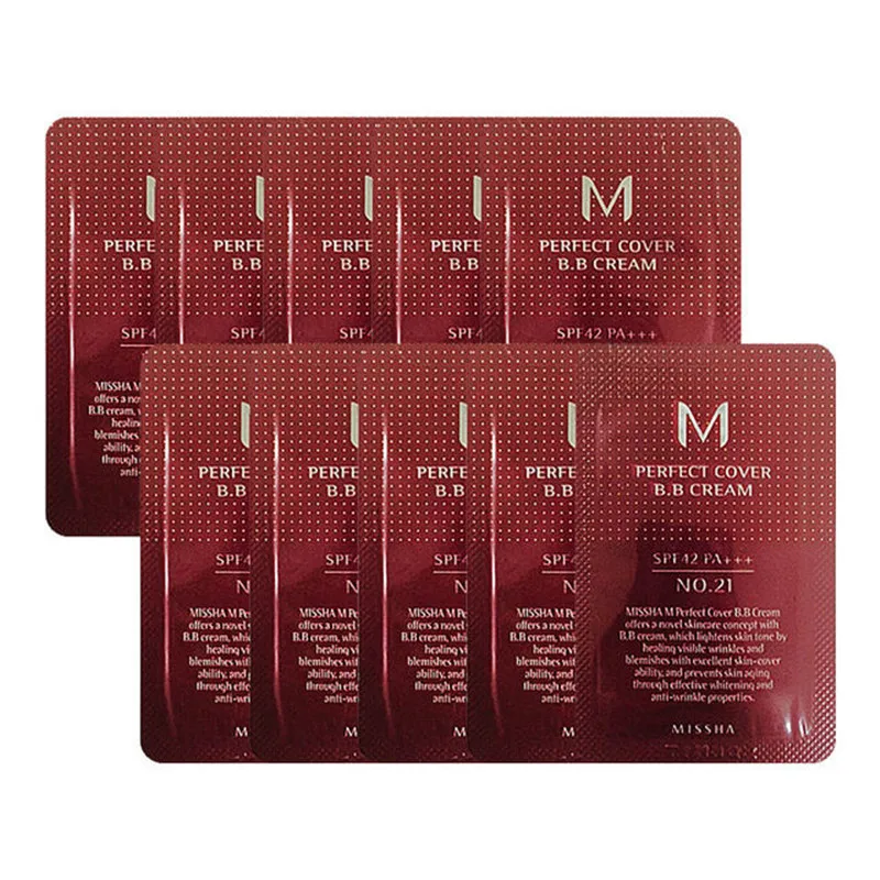Корейская Косметика 10 шт./лот Missha M идеальное покрытие BB крем SPF42 PA+++ образцы No21/No23 косметика/основа Увлажняющая косметика