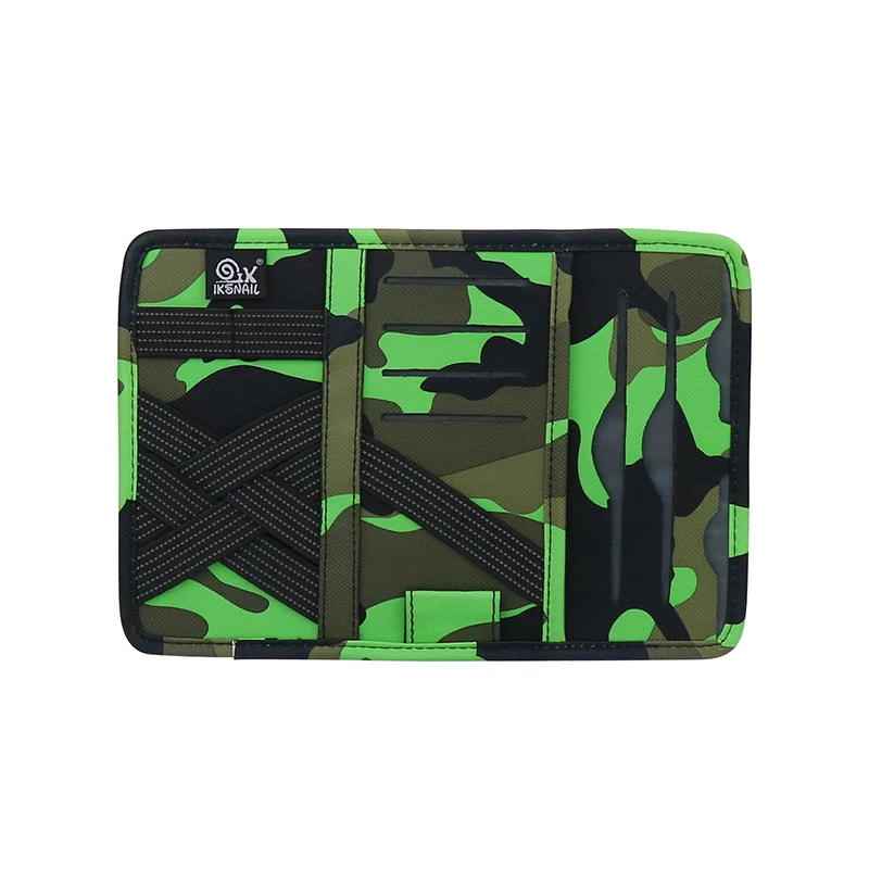 green IKSNAIL авто аксессуары солнцезащитные очки клип сумка для хранения Камуфляж Солнцезащитный козырек ручка& счета& CD& бумажное полотенце& держатель для Карт Коробка для хранения - Название цвета: green