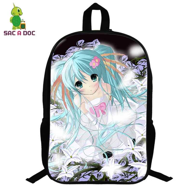 Хаки 14,5 дюймов школьные сумки Miku Hatsune японский аниме Школьный портфель для подростков мультяшный рюкзак для девочек Подарочный рюкзак - Цвет: Хаки