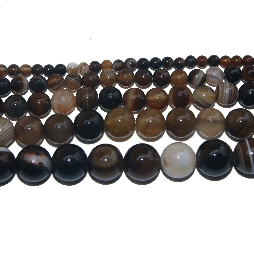 Круглые агаты из натурального камня кофейные полоски бисер 4 6 8 10 12 мм размер на