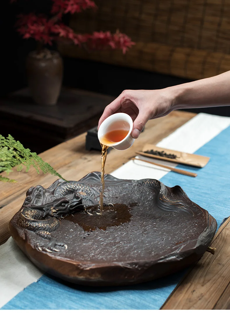 TANGPIN круглые керамические чайные подносы дракон чайный столик кунг-фу чайный поднос аксессуары